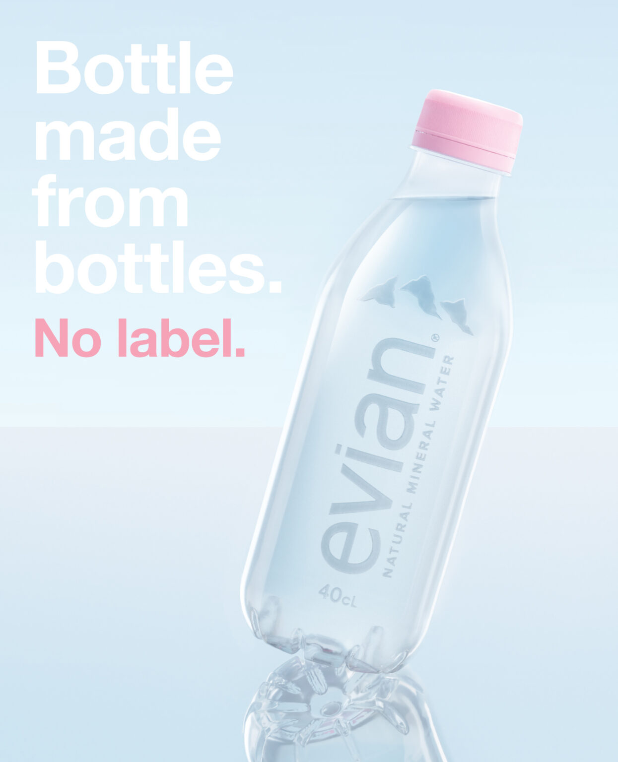 Evian introduces a new label free, 100% recycled and recyclable bottle